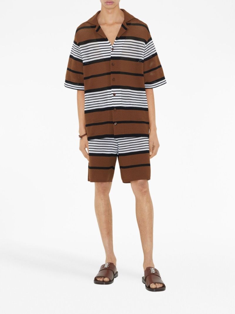 Brown Striped Mesh Shirt