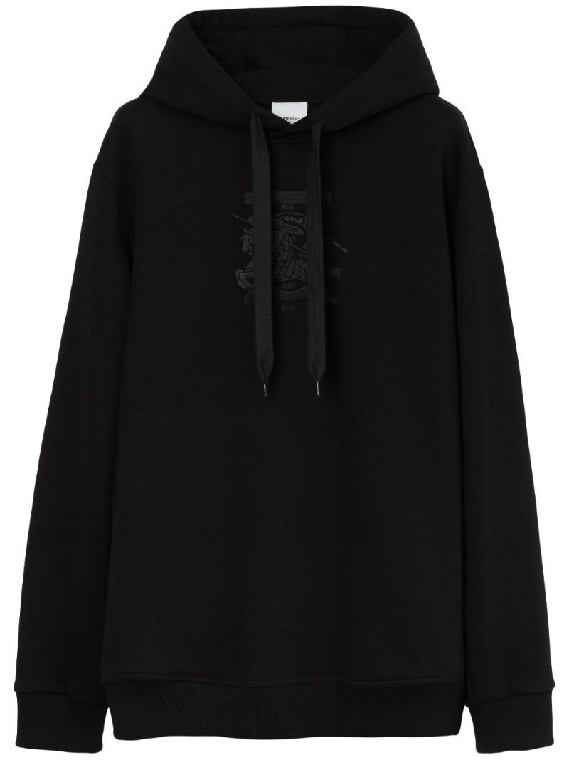 Black Embroidered Monogram Ekd Cotton Hoodie