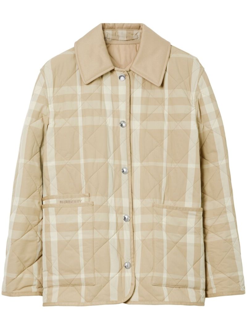 Neutral Check Diamond Quilted Jacket