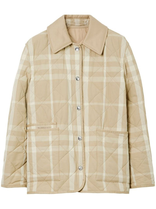 Neutral Check Diamond Quilted Jacket