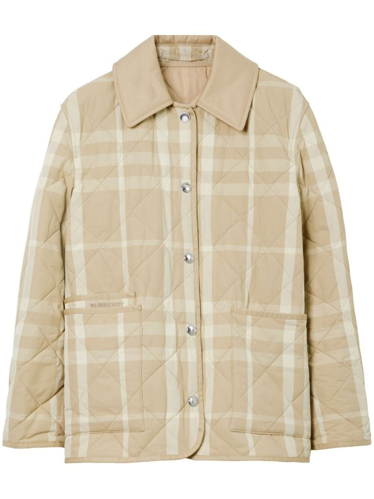 Neutral Check Diamond Quilted Jacket