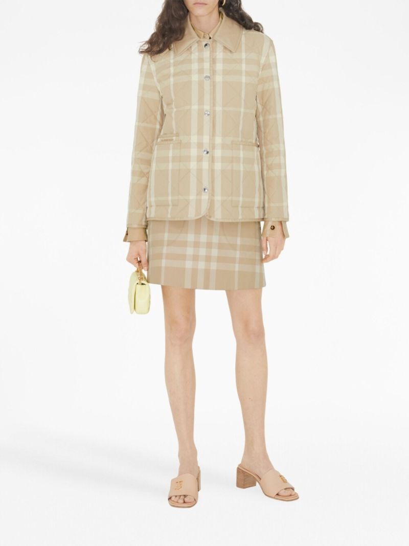 Neutral Check Diamond Quilted Jacket