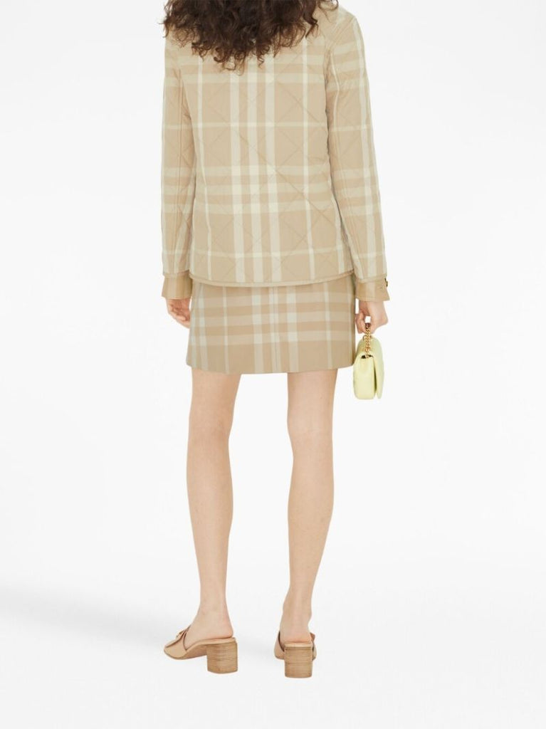Neutral Check Diamond Quilted Jacket