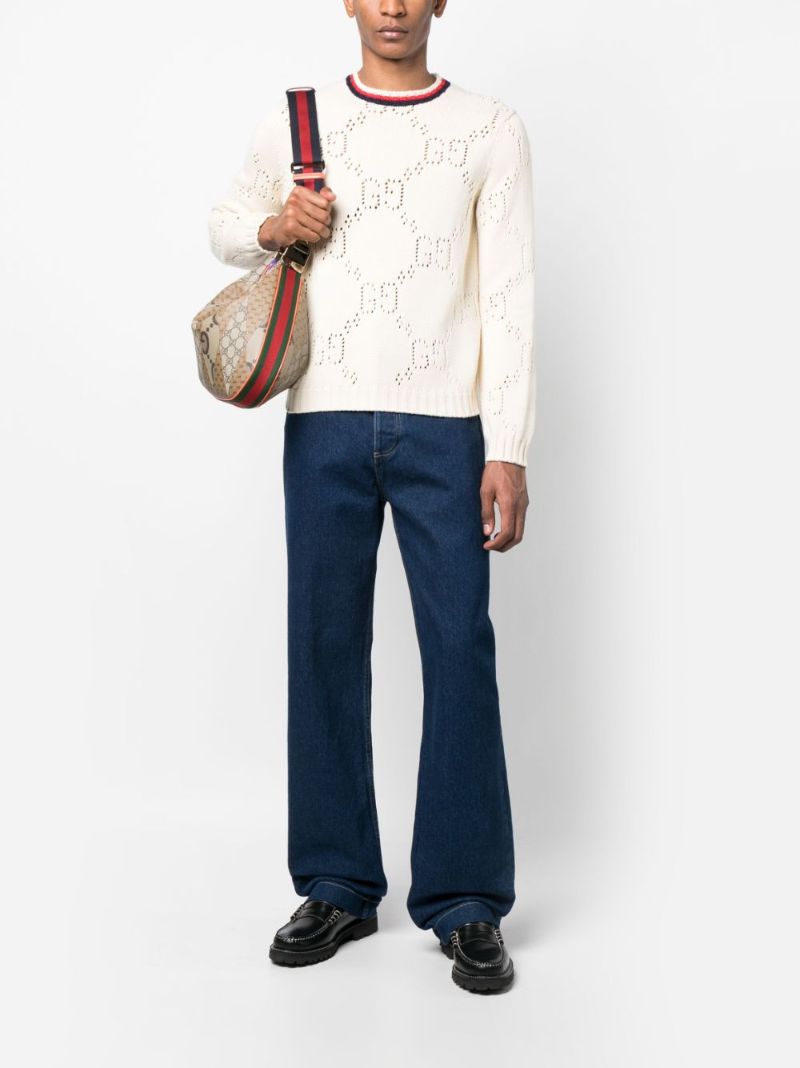 White Gg MacramÃ_x0083_Â© Cotton Sweater