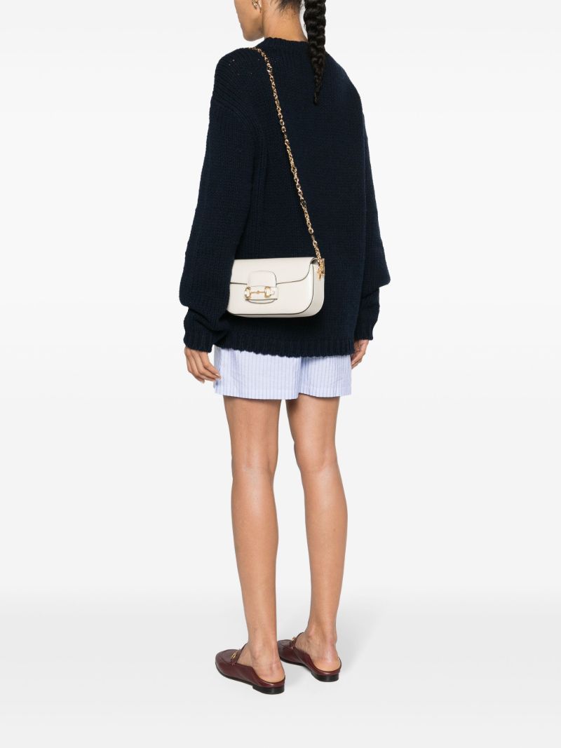 White Horsebit 1955 Leather Shoulder Bag