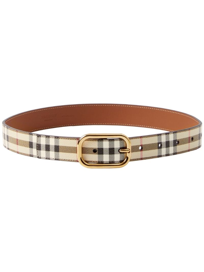 Neutral Vintage Check Leather Belt