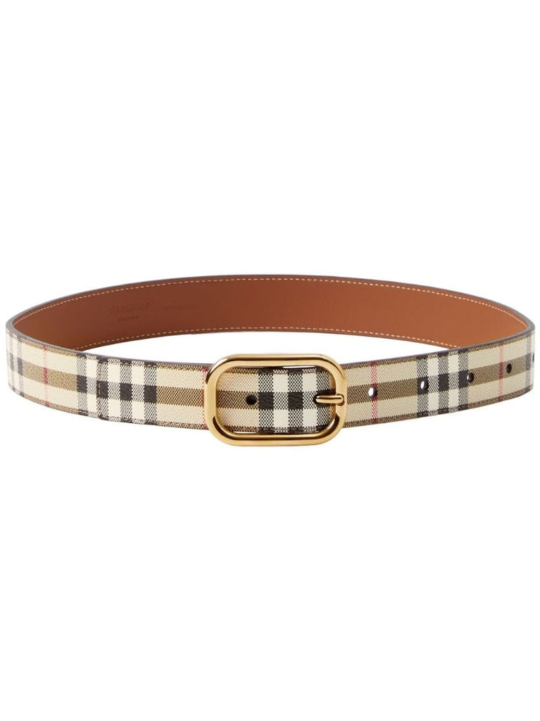 Neutral Vintage Check Leather Belt