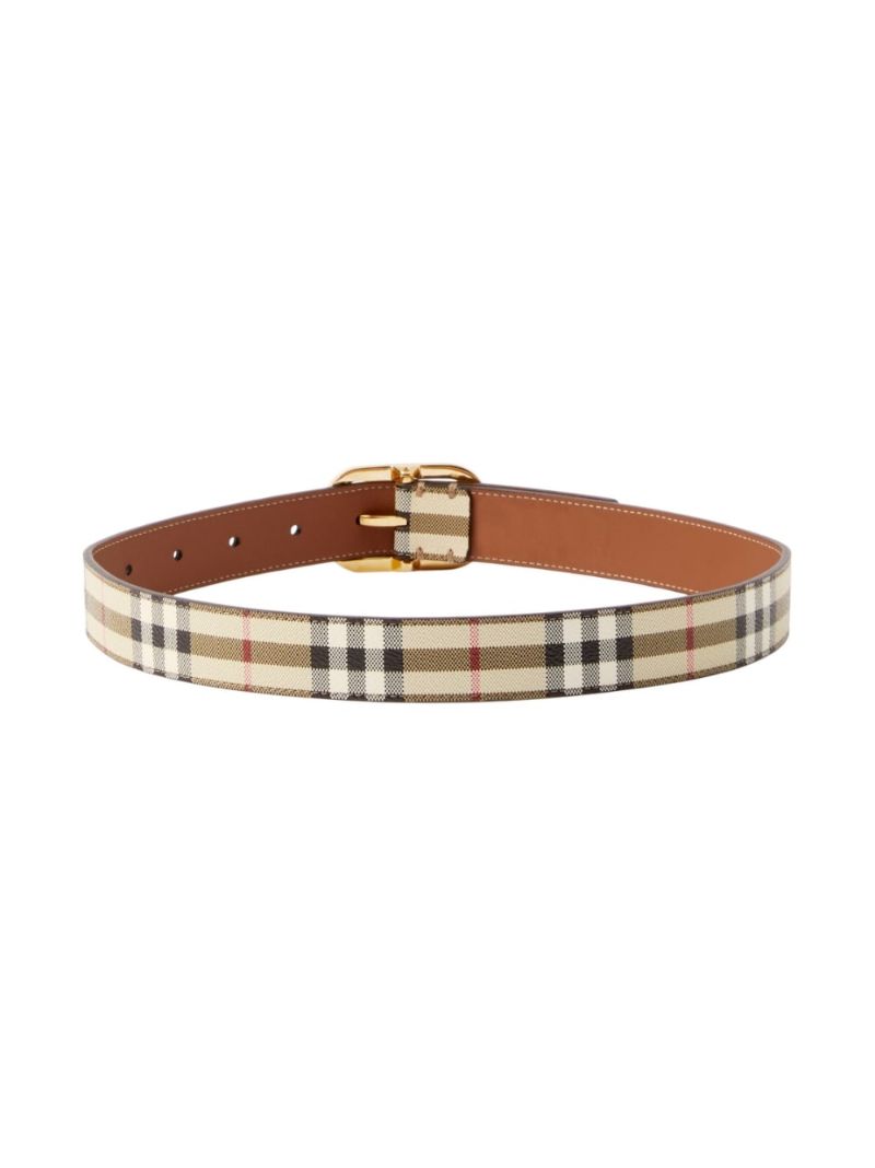 Neutral Vintage Check Leather Belt