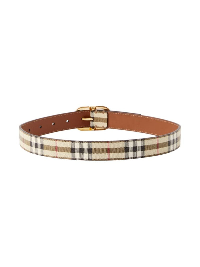 Neutral Vintage Check Leather Belt