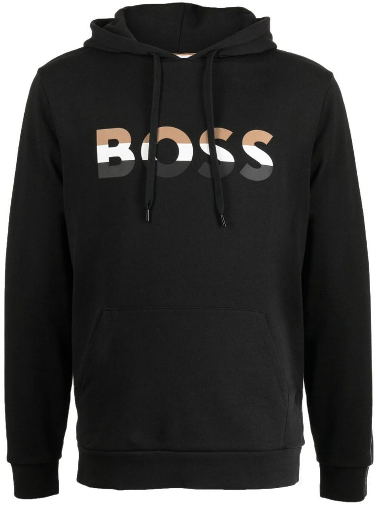Black Logo Cotton Hoodie