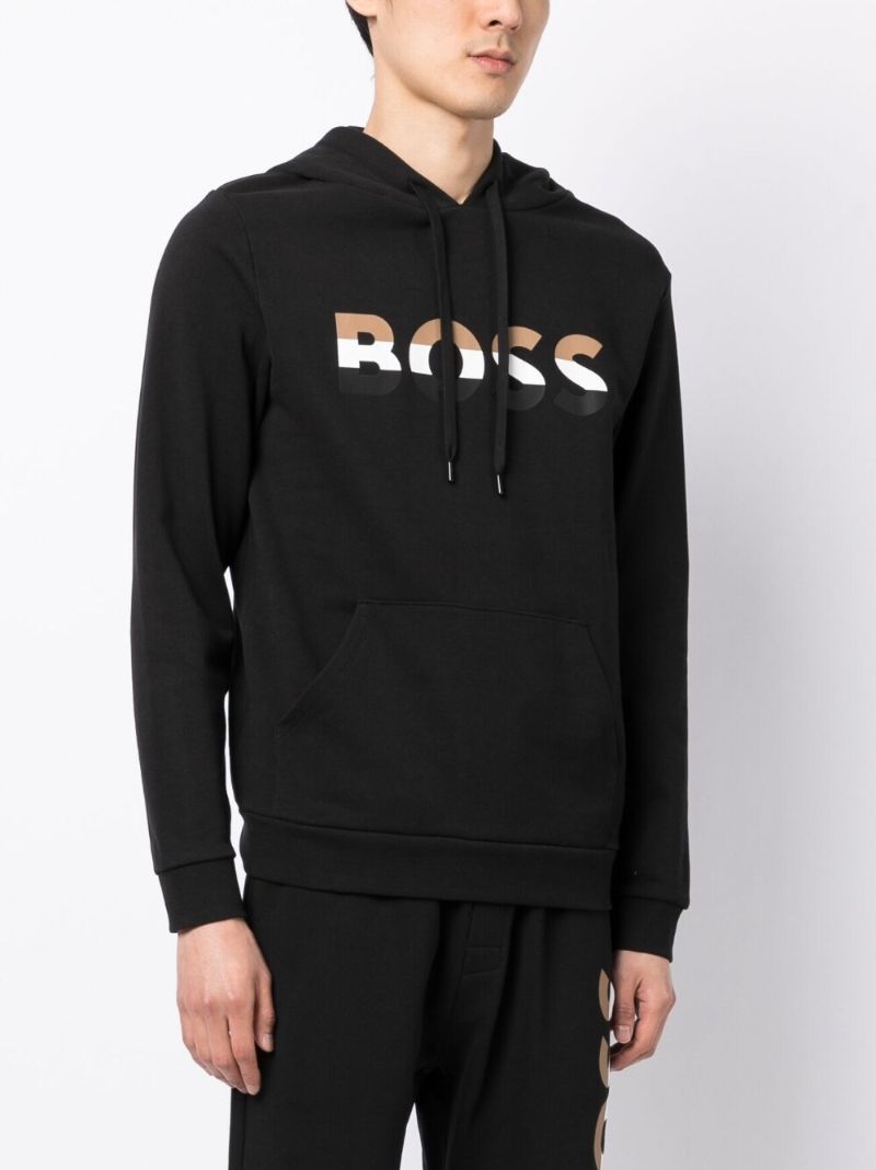 Black Logo Cotton Hoodie