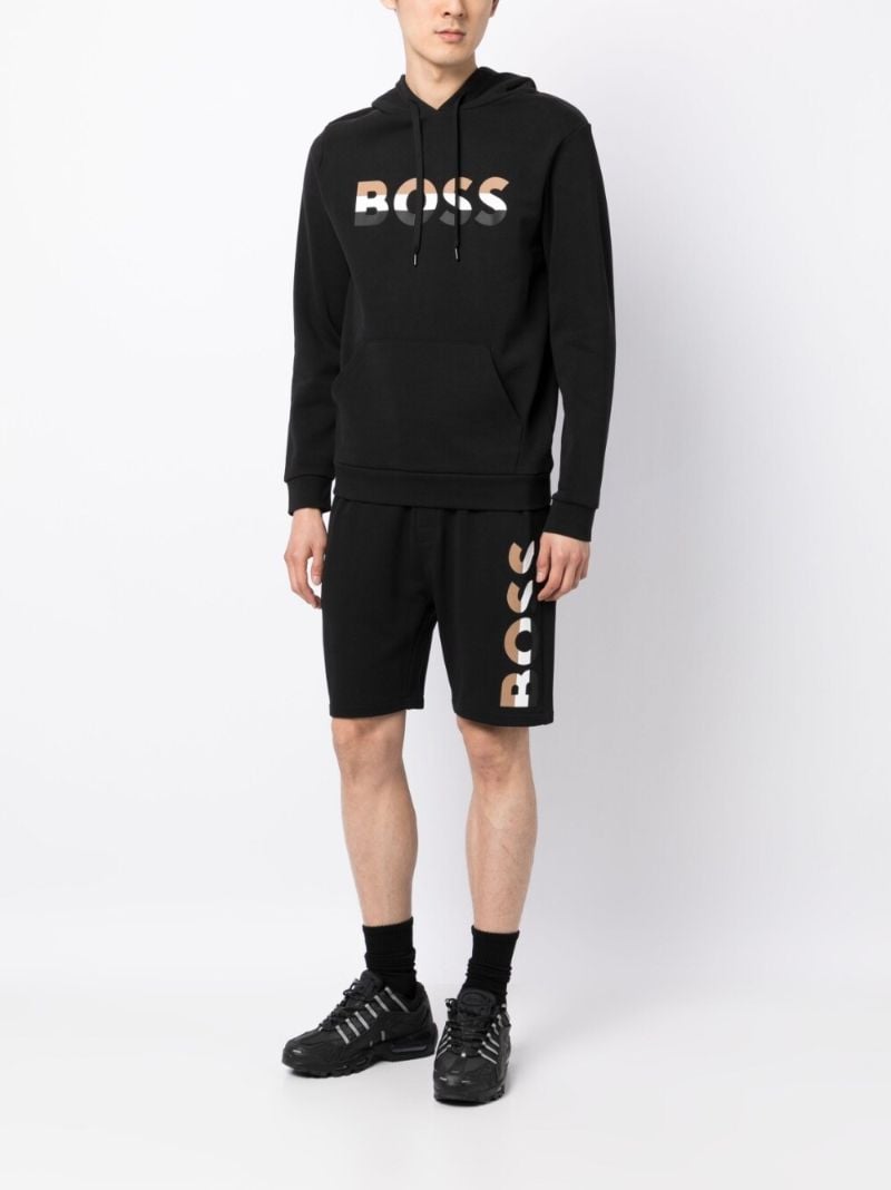 Black Logo Cotton Hoodie