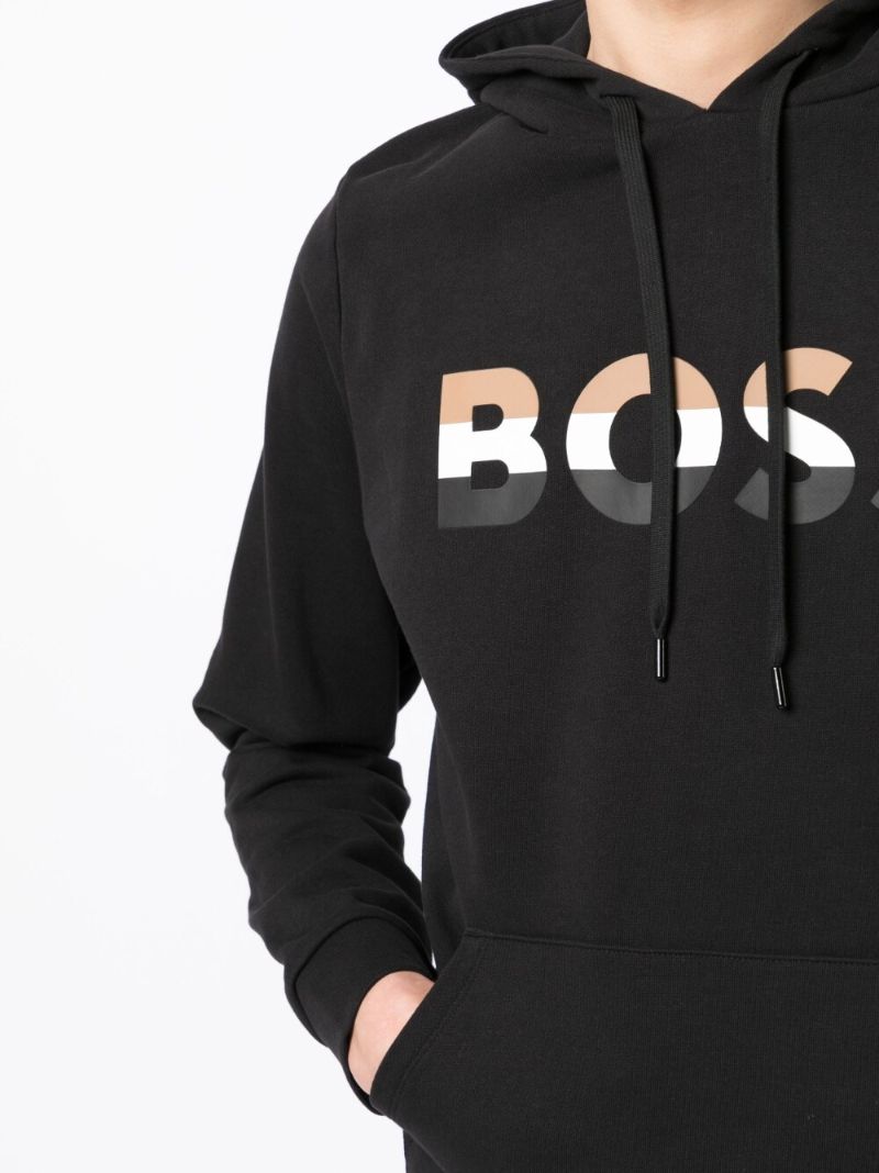 Black Logo Cotton Hoodie