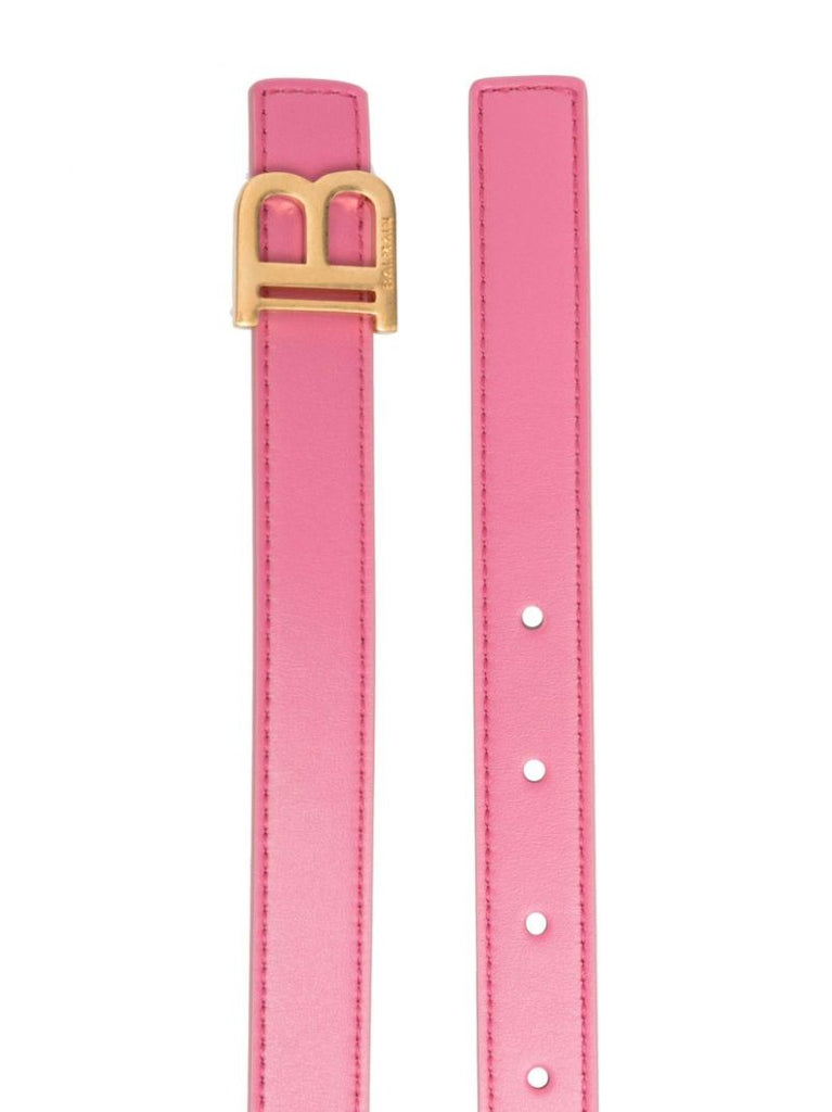 Pink Logo Plaque Leather Belt