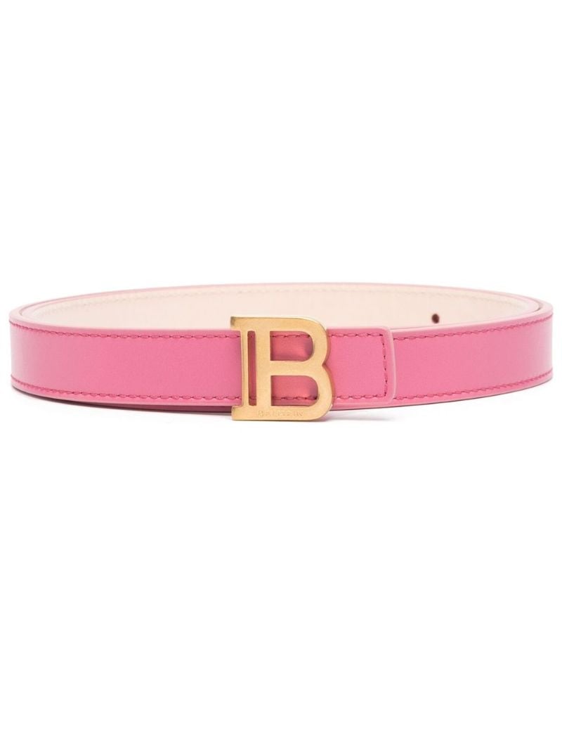 Pink Logo Plaque Leather Belt