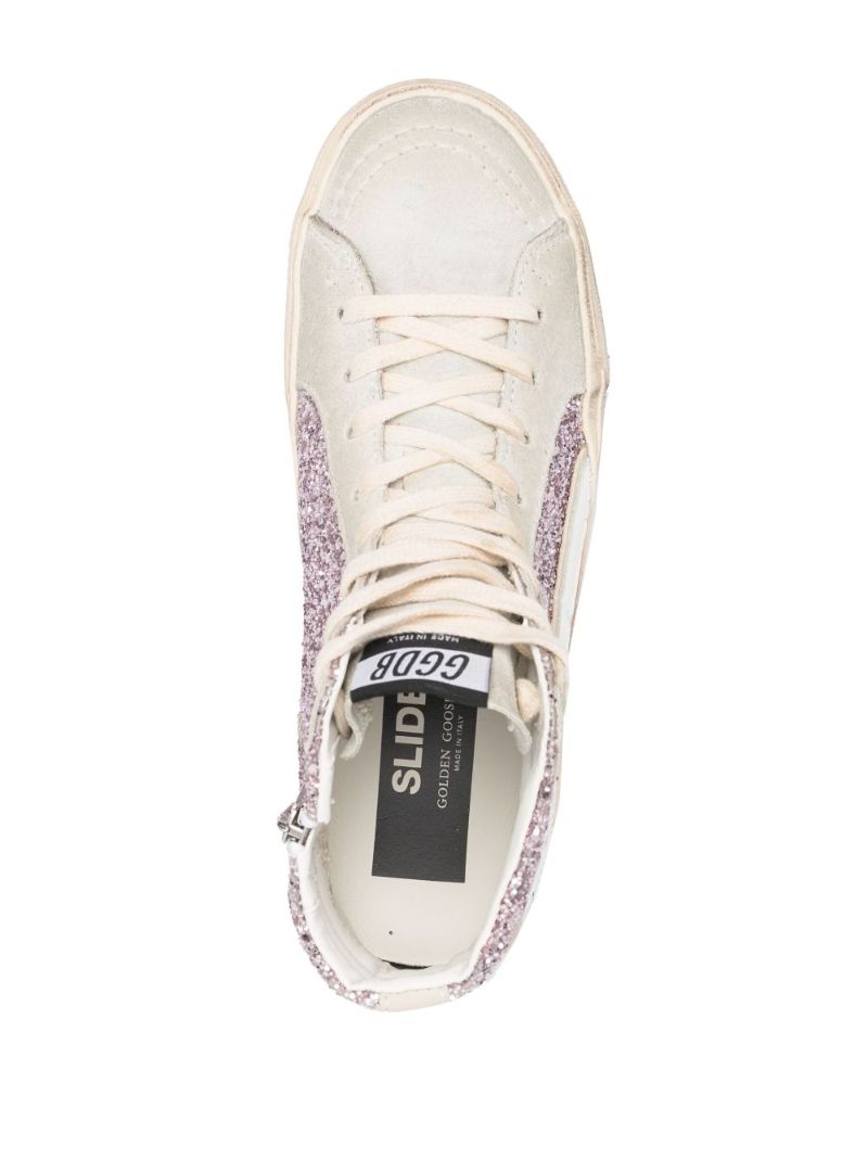 Pink Slide Glitter Leather Sneakers