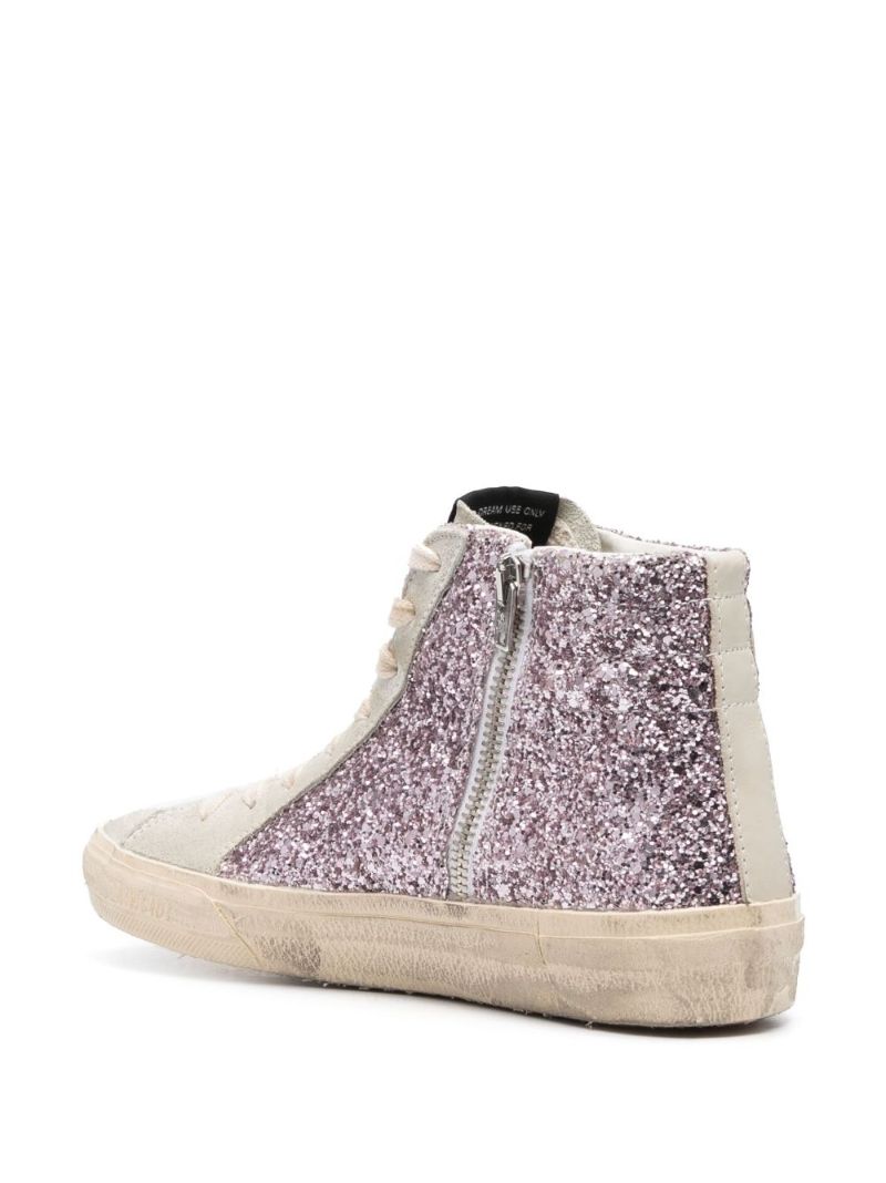 Pink Slide Glitter Leather Sneakers