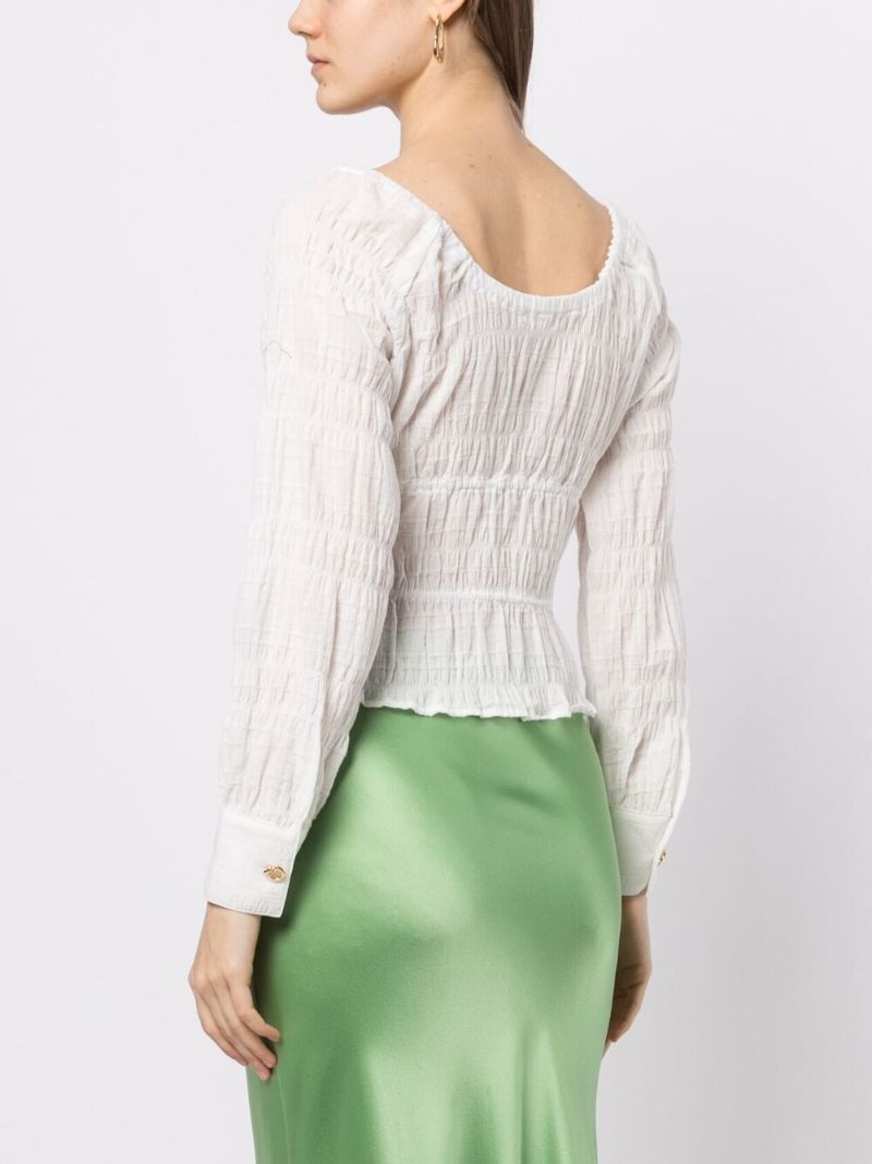 White Effi Smocked Cotton Blouse