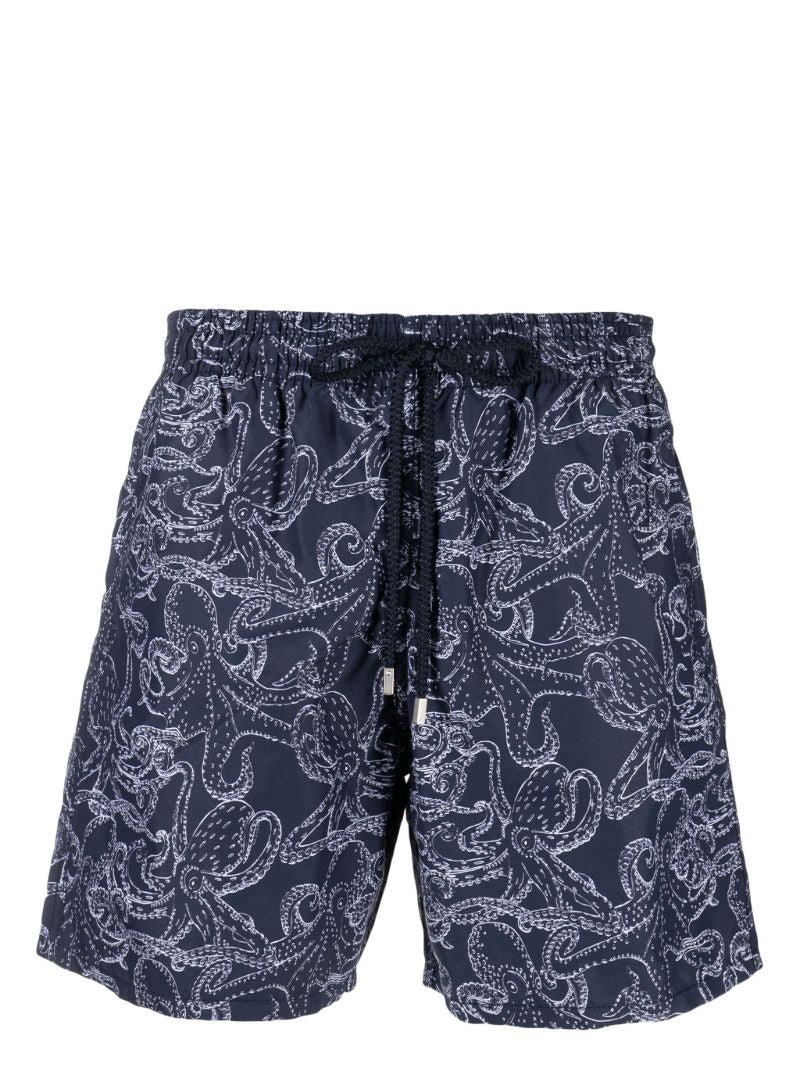 Blue Poulpes Print Swim Shorts