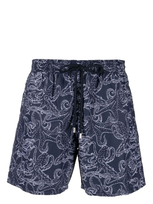 Blue Poulpes Print Swim Shorts