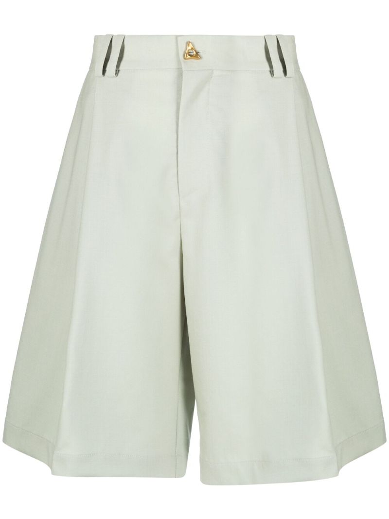 Green Swan Knee-length Wool Shorts