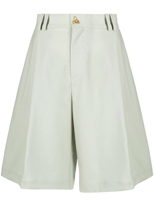 Green Swan Knee-length Wool Shorts