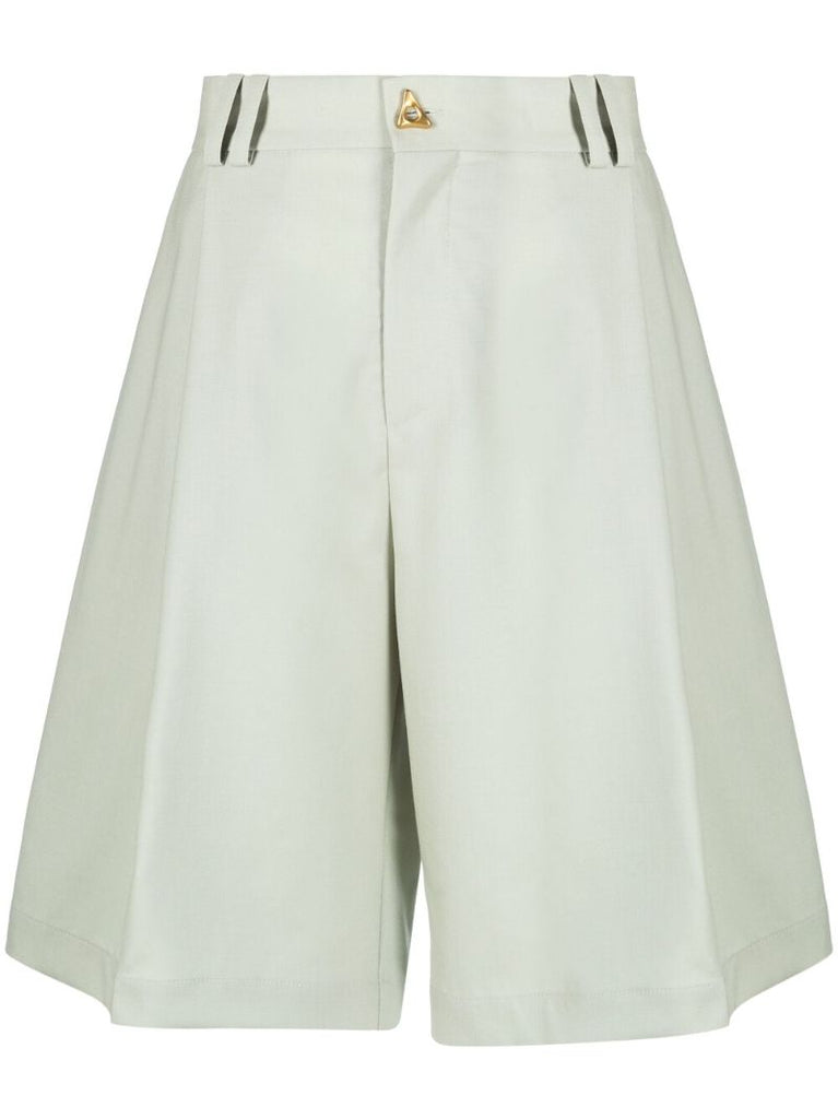 Green Swan Knee-length Wool Shorts