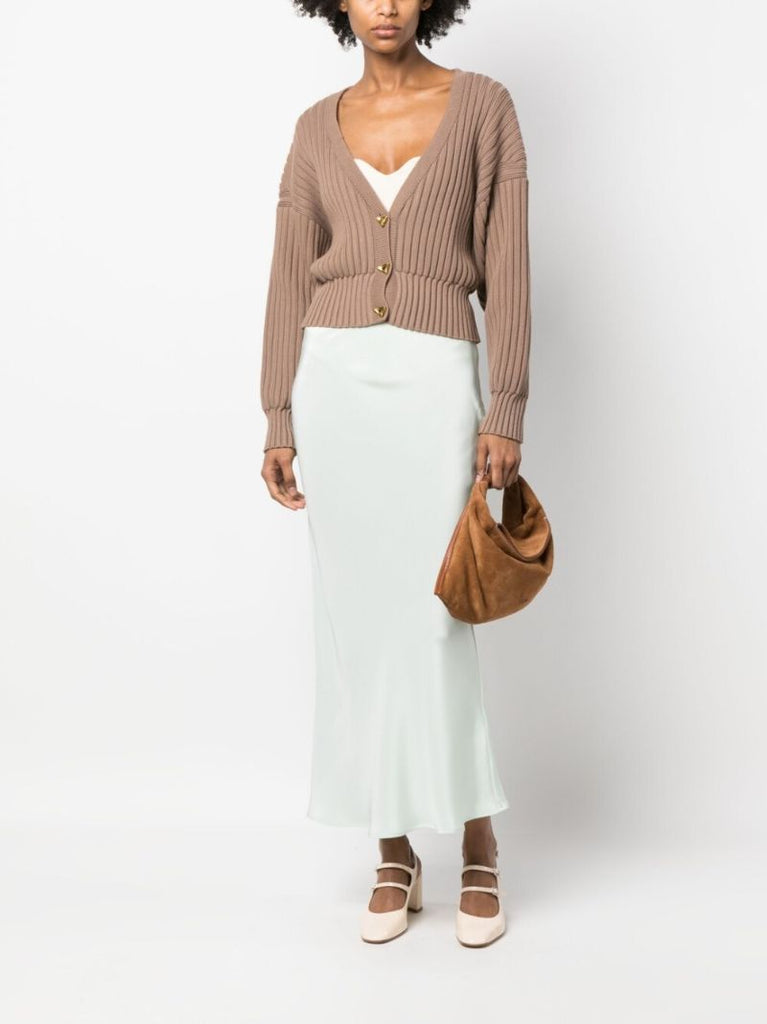 Brown Mount Ribbed Knit Cardigan