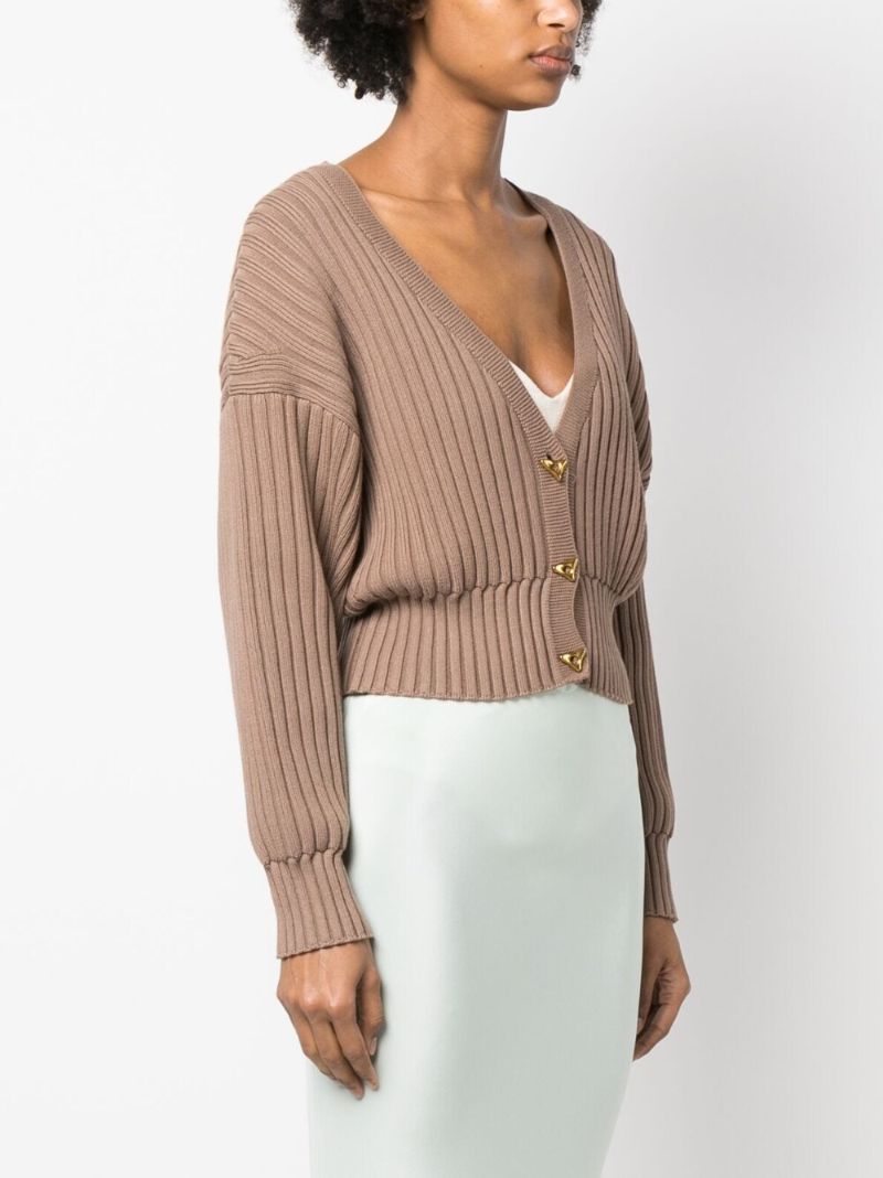 Brown Mount Ribbed Knit Cardigan