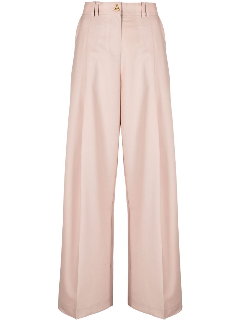 Pink Wellen Wide-leg Wool Trousers