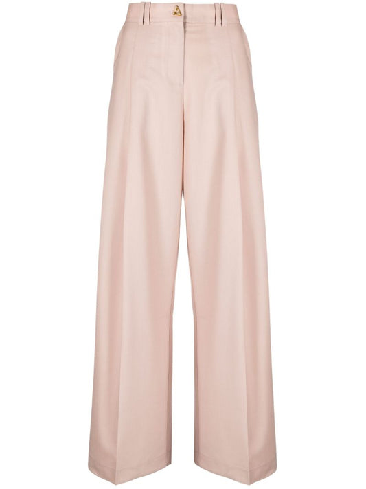 Pink Wellen Wide-leg Wool Trousers