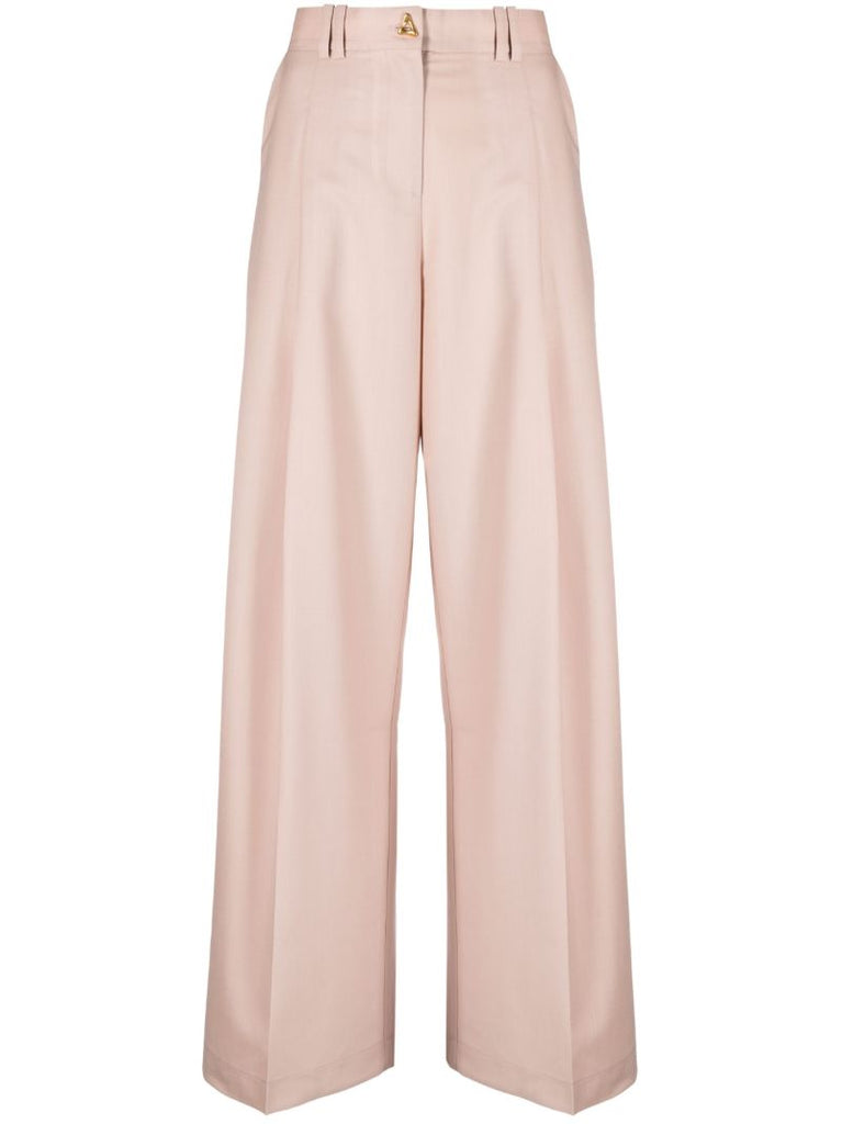 Pink Wellen Wide-leg Wool Trousers