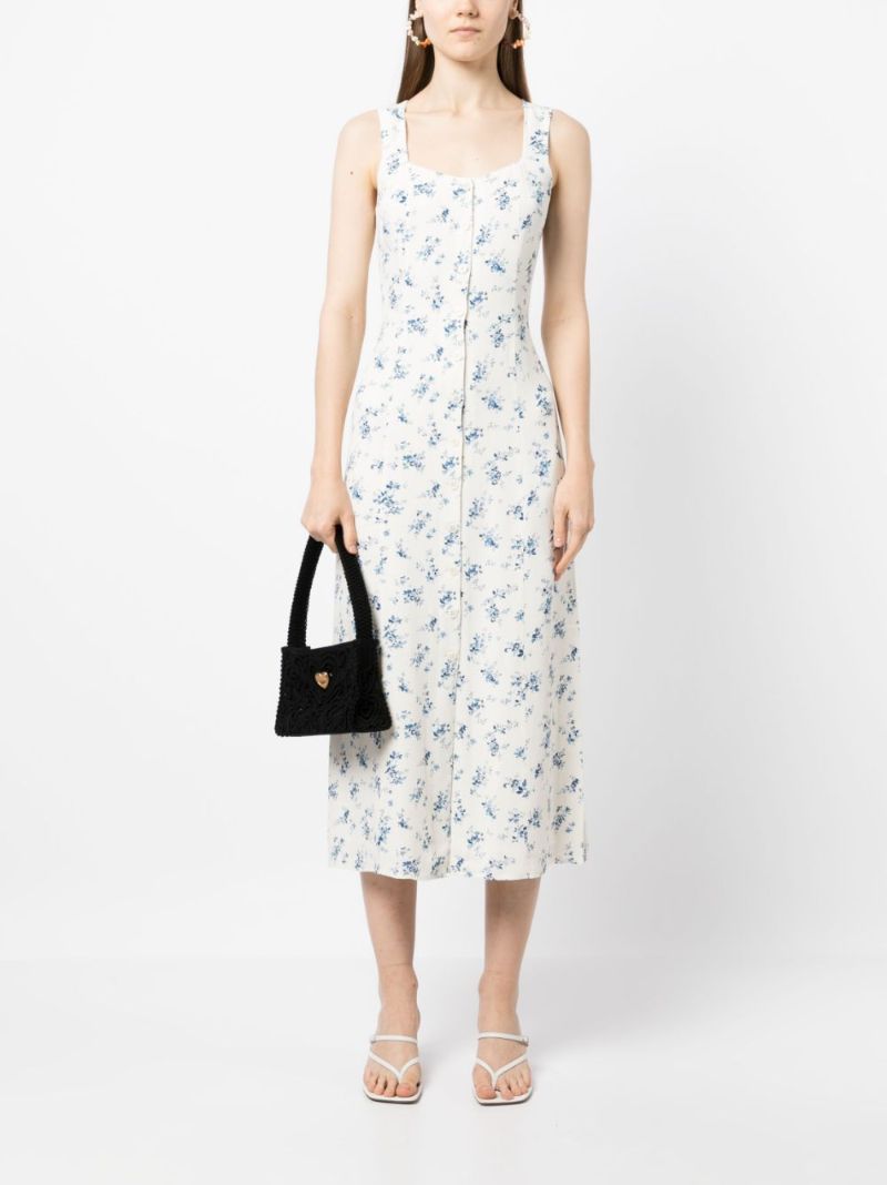 White Londyn Floral Print Midi Dress