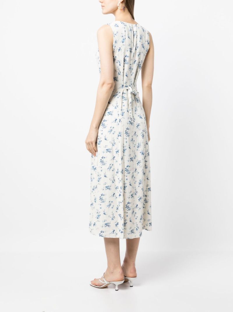 White Londyn Floral Print Midi Dress