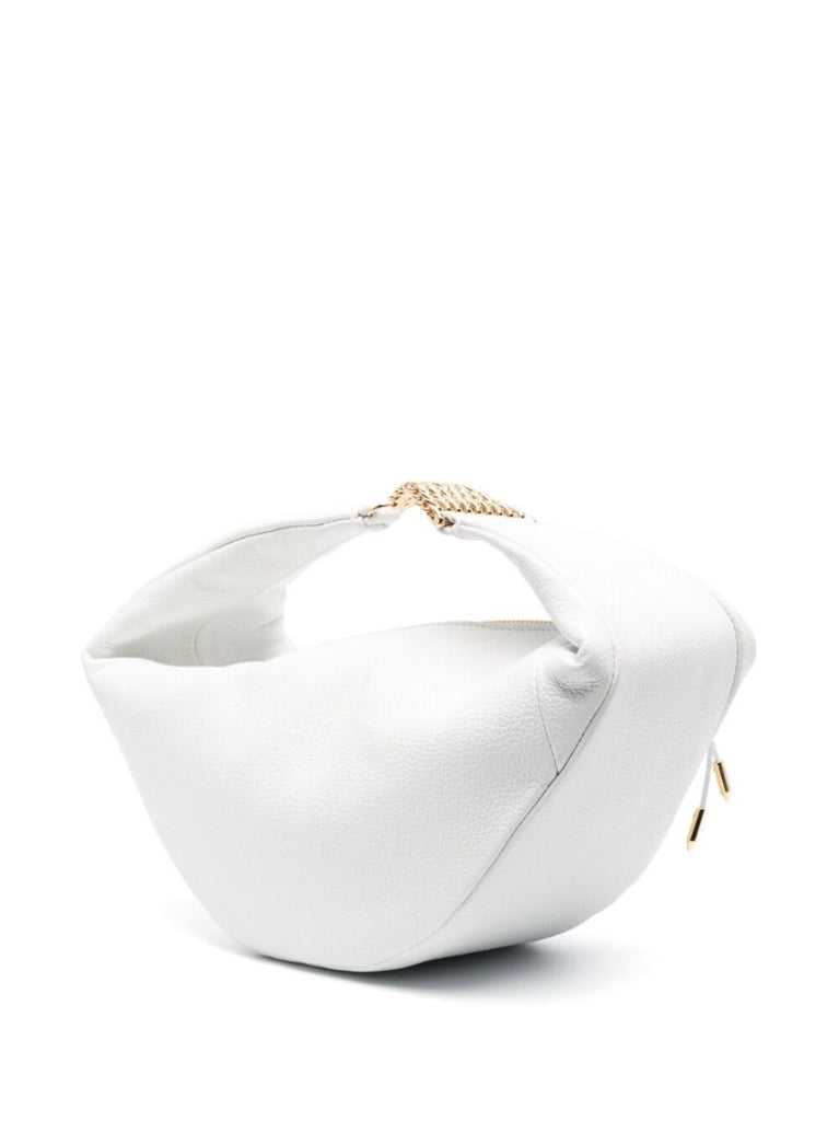 White Leather Top Handle Bag