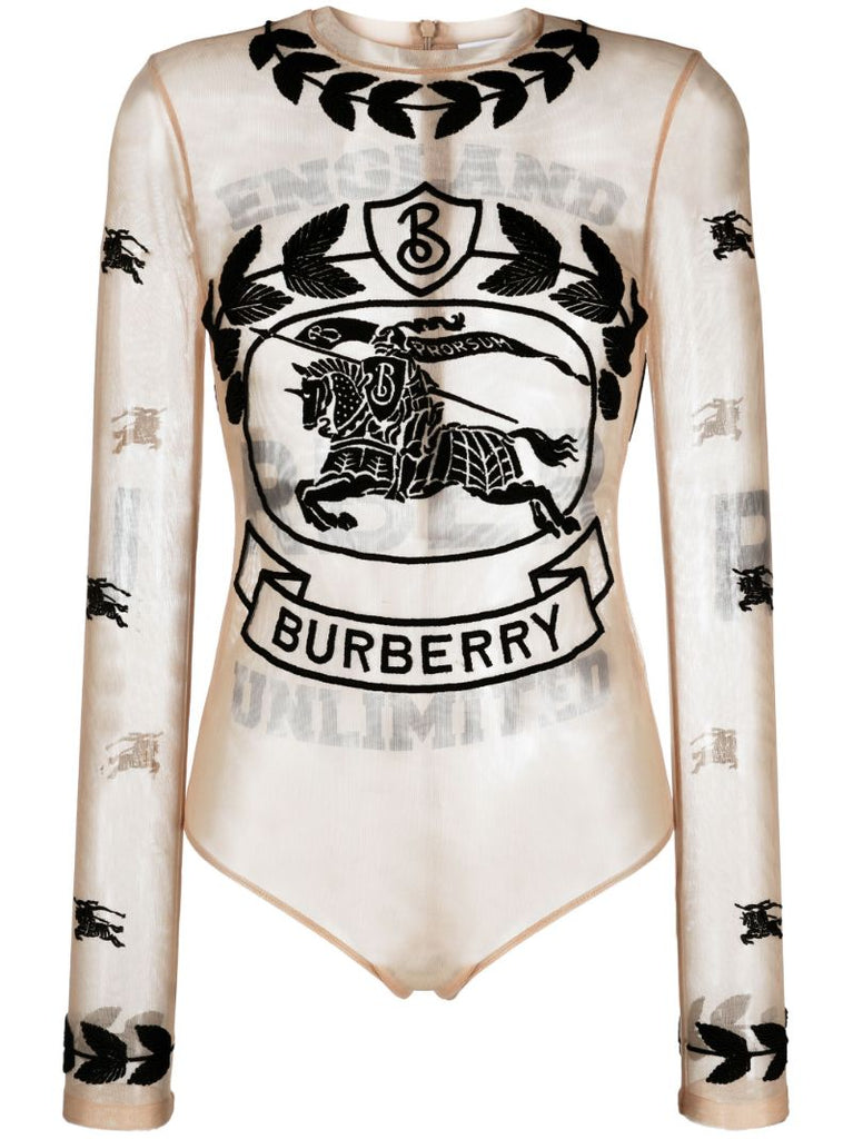 Neutral Ekd Embroidered Tulle Bodysuit