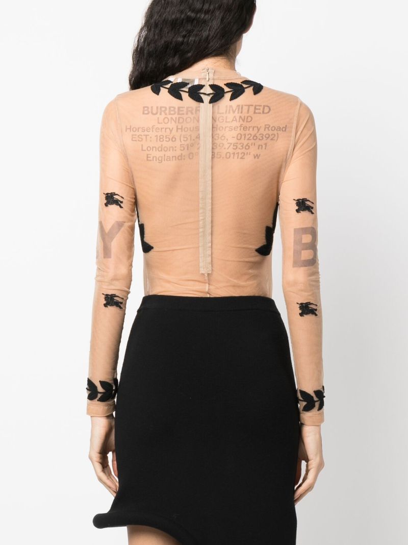Neutral Ekd Embroidered Tulle Bodysuit