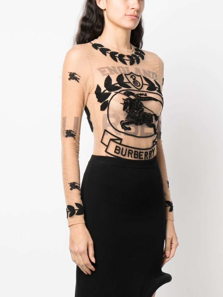 Neutral Ekd Embroidered Tulle Bodysuit