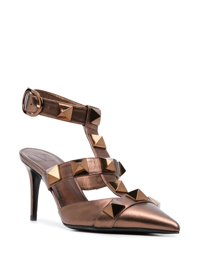 Bronze Roman Stud 80 Leather Pumps
