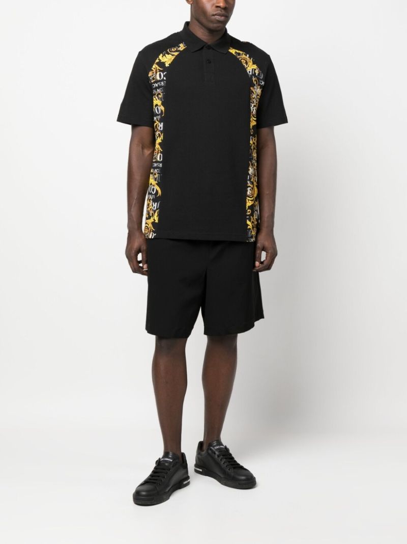 Black Barocco-print Polo Shirt