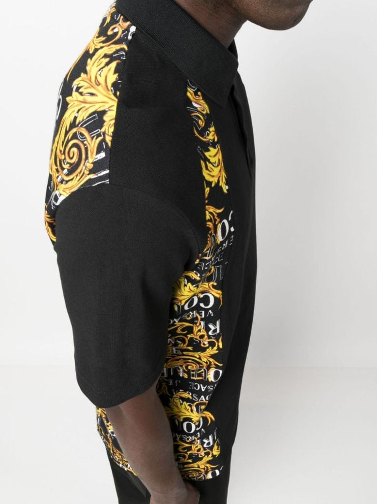 Black Barocco-print Polo Shirt
