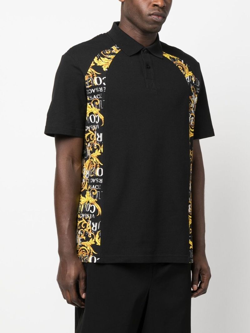 Black Barocco-print Polo Shirt