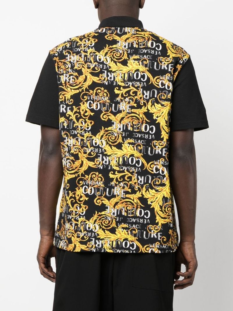 Black Barocco-print Polo Shirt