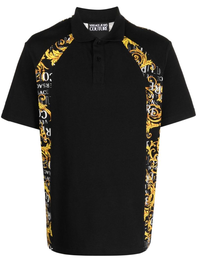 Black Barocco-print Polo Shirt