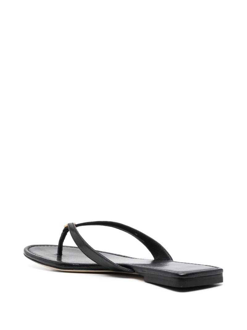 Black Leather Thong Strap Sandals