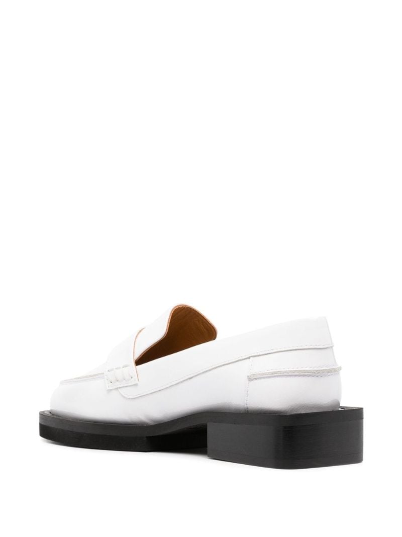 White Embellished Patent Leather Loafers