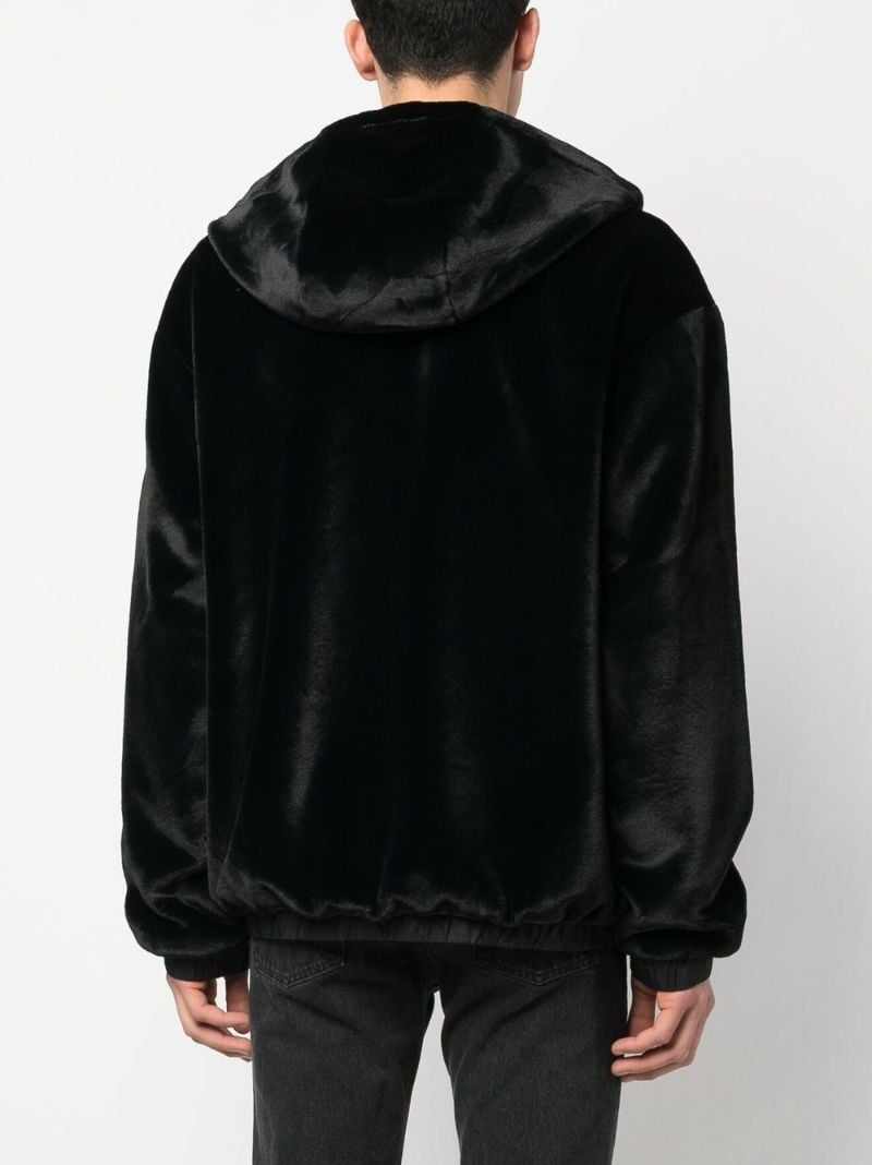 Black Faux-fur Hooded Jacket