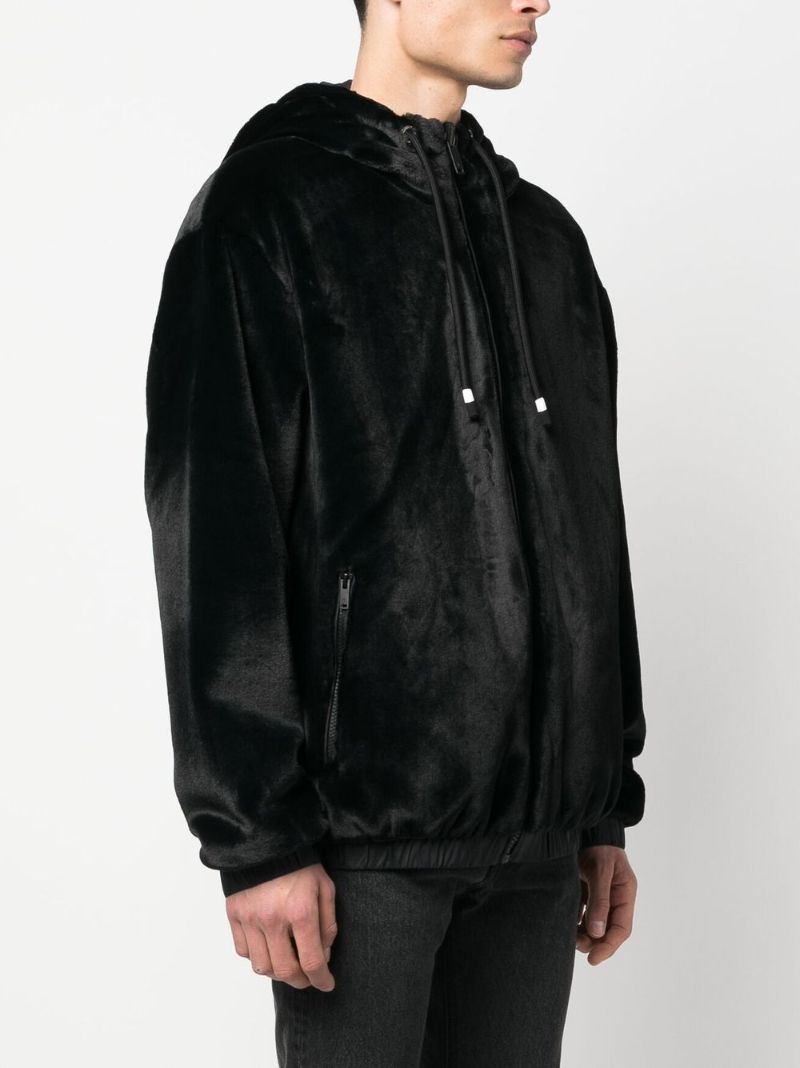 Black Faux-fur Hooded Jacket