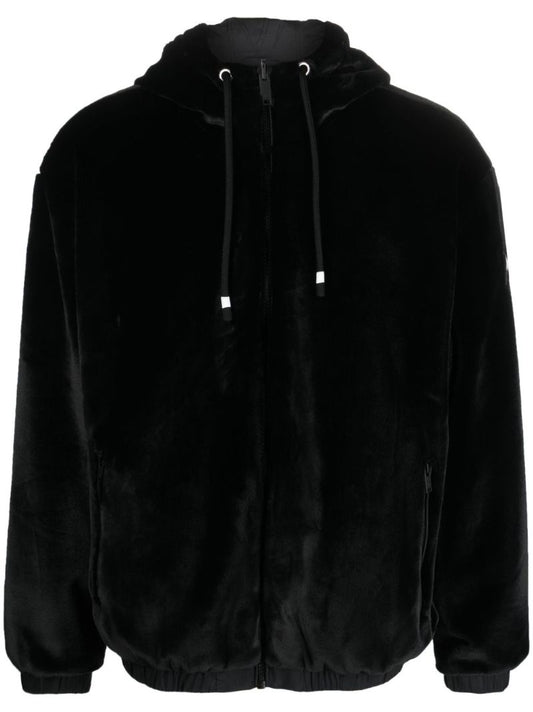Black Faux-fur Hooded Jacket