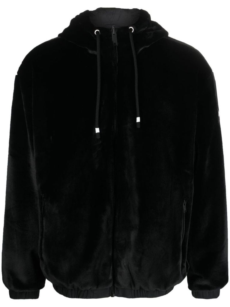 Black Faux-fur Hooded Jacket